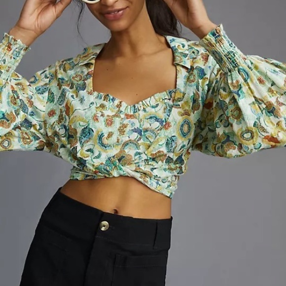 Anthropologie Twist Crop Top Set - Picture 2 of 6